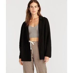 J. Crew Eloise Sweater Merino Wool Blend Open Front Pocket Cardigan, Black
